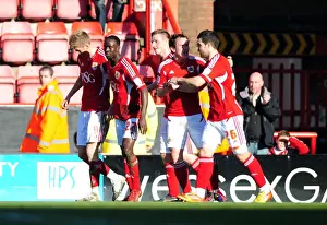 Bristol City V Blackpool Prints: Bristol City: Jon Stead Leads the Team's Euphoric Celebration After Win Against Blackpool