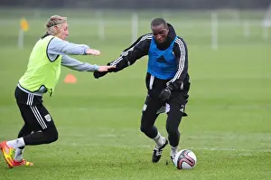 Training 10-1-12 Prints: Bristol City: Kalifa Cisse and Martyn Woolford Battle for Possession during Training