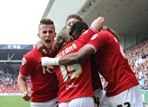 Bristol City V MK Dons Prints: Bristol City: Kodjia, Reid, Freeman, Bryan - Celebrating a Goal (vs MK Dons, 2015)