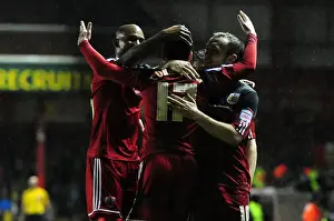 Bristol City Leads 2-0 over Watford: Paul Anderson's Strike Celebrated by Gregg Cunningham