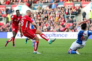 Framed Print : Bristol City Leads Blackburn Rovers 1-0: Aaron Wilbraham's Goal at Ashton Gate Stadium, Sky Bet EFL Championship
