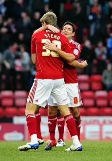 Bristol City V Cardiff City Prints: Bristol City: Lee Johnson and Jon Stead Celebrate Championship Victory Over Cardiff City (01)