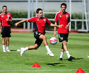Pre Season Tour Sweden Prints: Bristol City: Lee Johnson Leading the Team in Training
