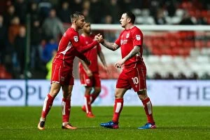 Images Dated 31st January 2017: Bristol City: Lee Tomlin Thanks Josh Brownhill After Early Substitution vs