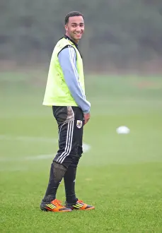 Training 10-1-12 Prints: Bristol City: A Light-Hearted Moment at Memorial Stadium - Nicky Maynard Shares a Joke with Team Mate