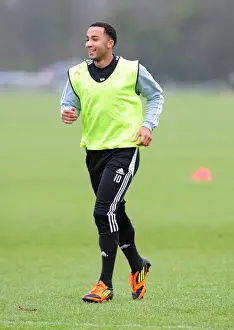 Training 10-1-12 Prints: Bristol City: A Light-Hearted Moment as Nicky Maynard Shares a Joke with Team Mates During Training