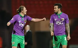 Framed Print : Bristol City: Luke Ayling and Marlon Pack Celebrate Win Against Doncaster Rovers at Keepmoat Stadium (February 2015) Framed Print : Bristol City: Luke Ayling and Marlon Pack Celebrate Win Against Doncaster Rovers at Keepmoat Stadium (February 2015)