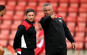 Framed Print : Bristol City Manager Lee Johnson and Assistant Manager John Pemberton Discuss Tactics Ahead of Cheltenham Town Match