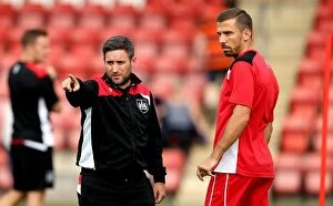 Images Dated 25th July 2016: Bristol City Manager Lee Johnson Conferring with Gary O'Neil during Cheltenham Town vs