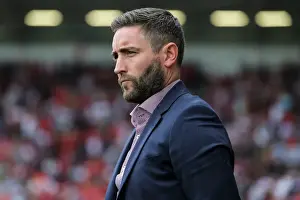 Bristol City V Aston Villa Prints: Bristol City Manager Lee Johnson Watches On During Aston Villa Match at Ashton Gate Stadium