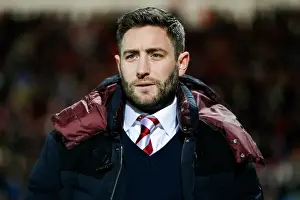 Framed Print : Bristol City Manager Lee Johnson Watches Intently During Bristol City vs Brighton & Hove Albion, Sky Bet Championship Match at Ashton Gate Stadium (February 2016)