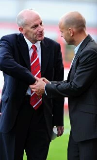 Images Dated 26th July 2010: Bristol City Manager, Steve Coppell with Exeter city Manager Paul tisdale