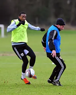 Framed Print : Bristol City: Marlon Jackson Scores Past Derek McInnes in Training Framed Print : Bristol City: Marlon Jackson Scores Past Derek McInnes in Training