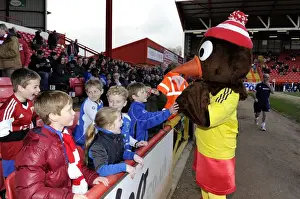 Bristol City V Gillingham Prints: Bristol City Mascot, Scrumpy, Engages with Young Fans at Ashton Gate during Bristol City vs Gillingham Match