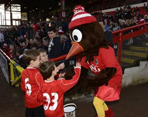 Bristol City V Preston North End Prints: Bristol City Mascot, Scrumpy, Engages with Young Fans during Bristol City vs Preston North End Match