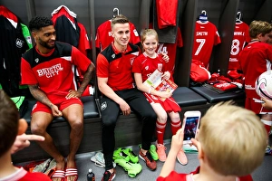 Bristol City Mascots Visit Dressing Room Before Match