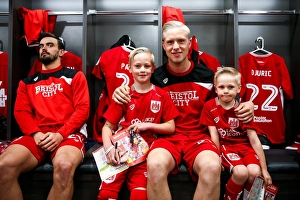 Bristol City Mascots Visit Dressing Room Before Match