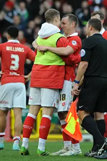 Bristol City V Rochdale Prints: Bristol City: Matt Smith and Aaron Wilbraham Embrace Victory After Bristol City v Rochdale FC (February 2015)