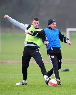 Training 10-1-12 Collection: Bristol City: McInnes and Wilson Go Head-to-Head in Intense Training Drill