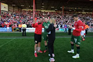 Bristol City: Murray and Fielding Celebrate with Fans after Victory over Coventry City, 18-04-2015