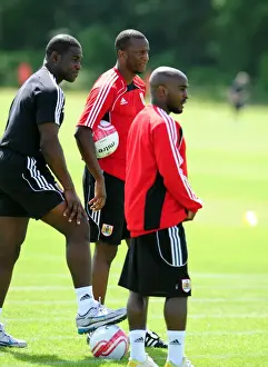 Pre-Season Training Prints: Bristol City New signing Kalifa Cisse watches training with teammate Bristol Citys Jamal Camplbell-Ryce