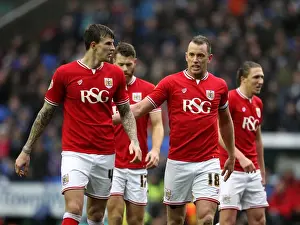 Bristol City Players Aaron Wilbraham and Aden Flint in Deep Conversation during Reading vs. Bristol City, Sky Bet Championship (2016)