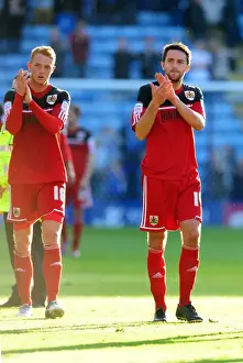 Leicester City V Bristol City Prints: Bristol City Players Cole Skuse and Ryan Taylor Show Appreciation to Fans after Leicester Match