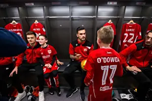 Bristol City Players and Mascots Unite in New Dressing Room Before Championship Match