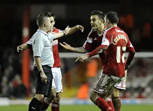 Bristol City Players Protest Referee Decisions During Match Against Walsall