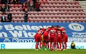 Wigan Athletic V Bristol City Prints: Bristol City Players Unite Before Kick-off Against Wigan Athletic