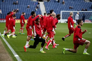Images Dated 4th April 2017: Bristol City Players Warm Up Ahead of Preston North End Clash, Sky Bet Championship (April 2017)