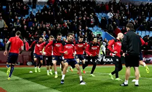 Aston Villa V Bristol City Prints: Bristol City Players Warm Up Before Aston Villa Clash at Villa Park, 2017