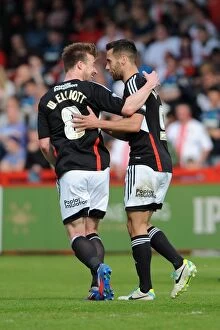 Images Dated 21st April 2014: Bristol City: Sam Baldock and Wade Elliott's Euphoric Moment as They Celebrate Goal Against