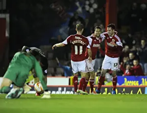 Bristol City V Port Vale Prints: Bristol City: Sam Baldock's Thrilling Goal and Emotional Celebration with Team Mates vs