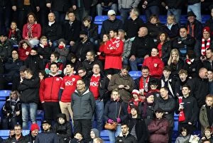 Images Dated 2nd January 2016: Bristol City Supporters Cheering at Madejski Stadium during Sky Bet Championship Match, 2016