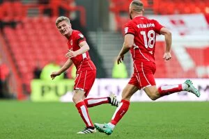 Images Dated 22nd October 2016: Bristol City Takes the Lead: Moore and Wilbraham Celebrate First Goal
