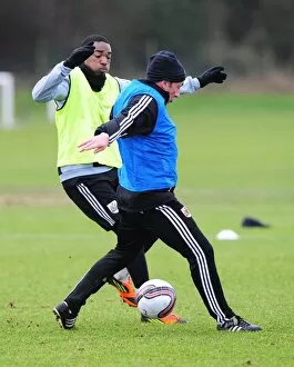 Images Dated 10th January 2012: Bristol City: A Training Mishap - Marlon Jackson Scores Past Derek McInnes