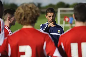 Development Prints: Bristol City U18 Coach Alex Russell Rallies Team at Half-Time Against Brighton & Hove Albion U18