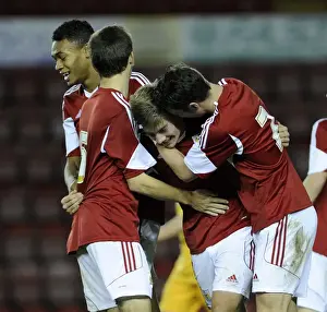 Bristol City U18s V Newport County U18s Prints: Bristol City U18s Celebrate Ben Withey's Goal Against Newport County U18s in Youth Cup Match