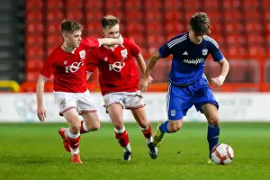 Bristol City V Cardiff City U18s Prints: Bristol City U18s vs Cardiff City U18s: FA Youth Cup Third Round - James Difford and Harvey Moss in Action