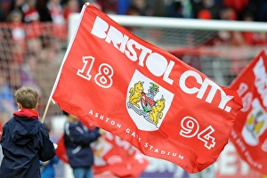 Bristol City V Barnsley Prints: Bristol City vs Barnsley: Flag Bearer at Ashton Gate, March 2015 (Sky Bet League One)