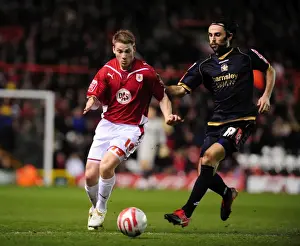 Bristol City V Barnsley Prints: Bristol City vs Barnsley: Intense Battle for Control - Christian Ribeiro vs Daniel Bogdanovic