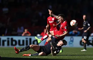Bristol City vs Barnsley: Josh Brownhill Tackled by Angus MacDonald