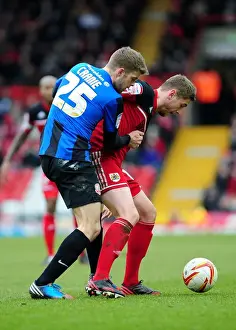 Bristol City V Barnsley Prints: Bristol City vs Barnsley: Steven Davies Scores Past Martin Cranie at Ashton Gate, 2013