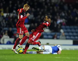 Blackburn Rovers V Bristol City Prints: Bristol City vs Blackburn Rovers: Intense Moment as Danny Murphy Tackles Bobby Reid and Ryan Taylor