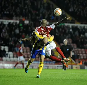 Bristol City V Brentford Prints: Bristol City vs Brentford: Marvin Elliott Takes a Fall