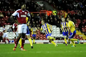 Bristol City V Brentford Prints: Bristol City vs Brentford: Sam Saunders Goal Celebration, Sky Bet League One, Ashton Gate