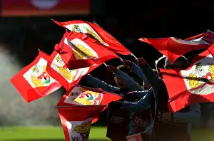 Bristol City vs. Cardiff City: Flag Bearers at Ashton Gate