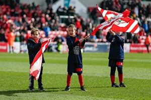 Images Dated 5th March 2016: Bristol City vs. Cardiff City: Flag-Bearing Supporters at Ashton Gate Stadium, 2016