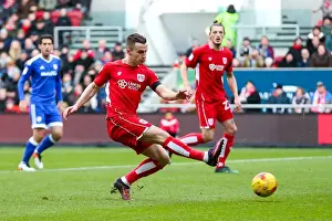 Bristol City V Cardiff City Prints: Bristol City vs Cardiff City: Joe Bryan's Shot at Ashton Gate Stadium